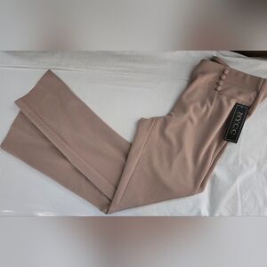NYCC Slacks Size 6 Petite Light Beige Pull On Covered Front Buttons NWT
